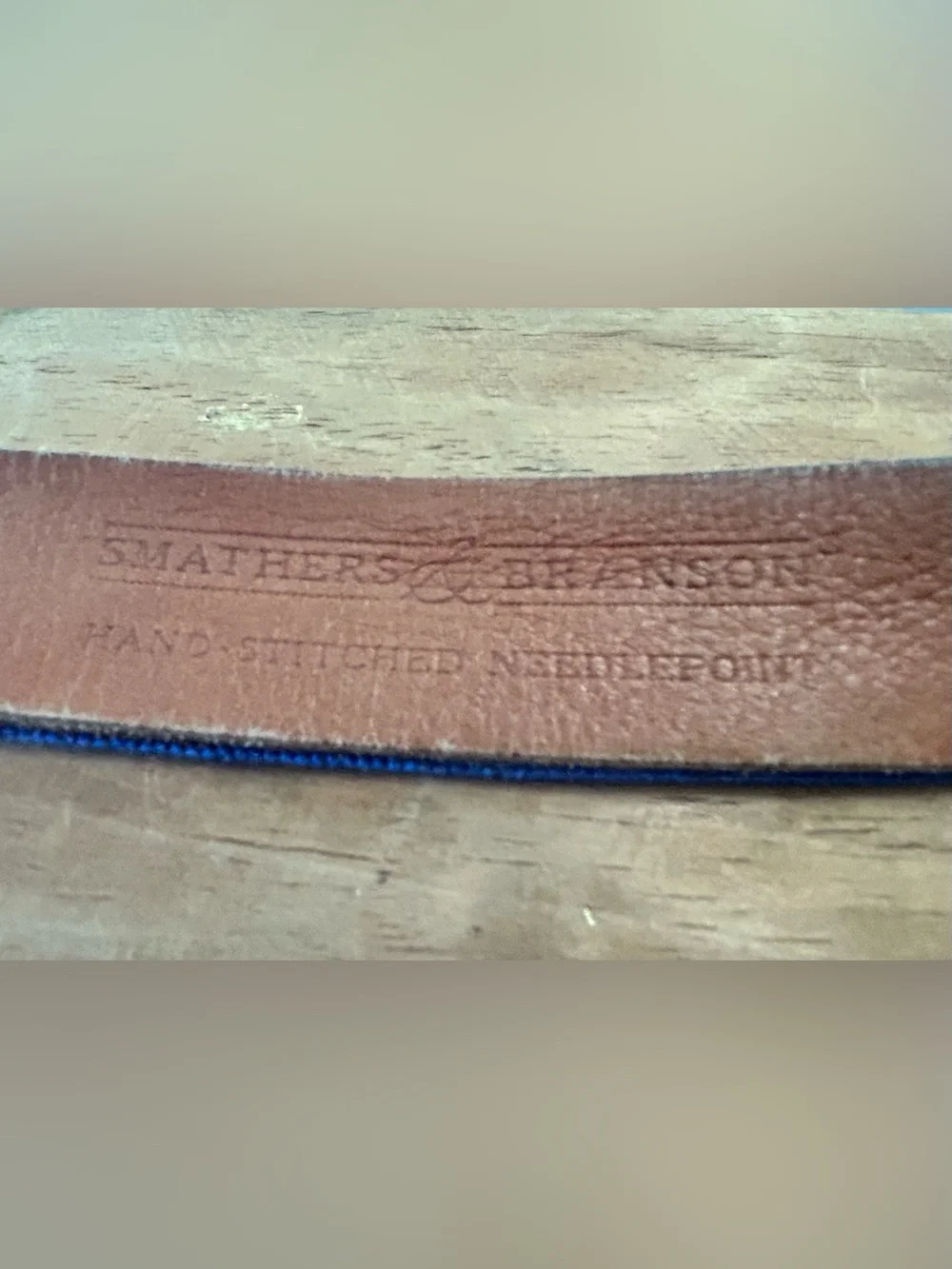 Smathers & Branson Needlepoint and Leather Texas Flag Belt